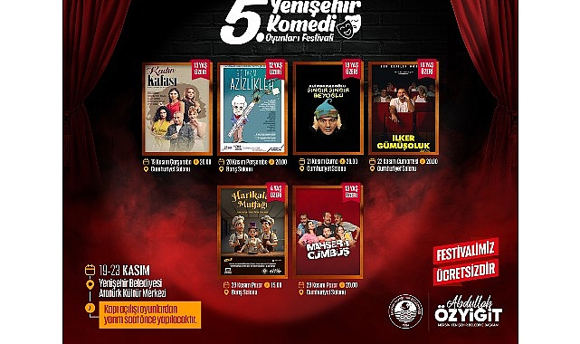 5. Yenişehir Komedi Oyunları Festivali Başlıyor