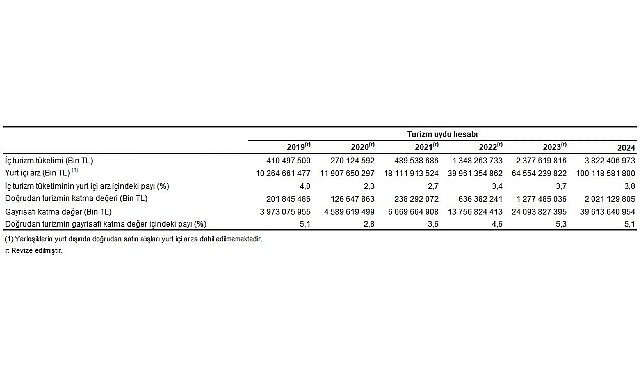 Turizm Uydu Hesabı, 2024